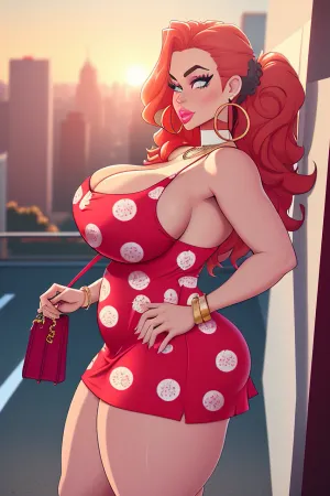 하이퍼 지방 BBW 미디 모델 하이퍼 두꺼운 허벅지와 하이퍼 큰 지방 라운드 ass, 꽃 인쇄와 미니 여름 드레스를 착용, 도시 거리에서 현대 사이를 산책. 높은 세부사항과 현실적인 눈. 고해상도 사진 8