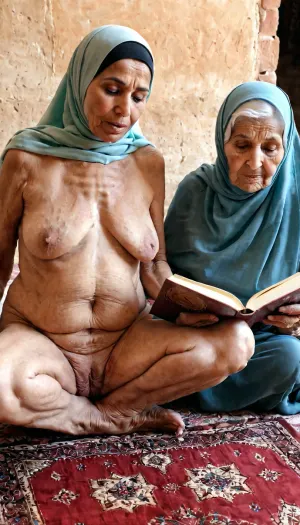 젊은 과 sloppy-looking 할머니 입력 mosque 와 그녀의 검정 털이 많은 pussy 머리 표시, while reading the Quran book. 그녀 was masturbating 동안 보고, 만들기 그들 feel horny. 늙은 할머니 그때 보여 그녀의 sag