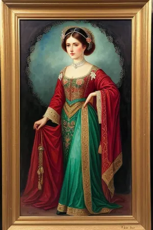 국가 의상에 멋진 러시아 아름다움, 밝은, 풍부한 색상의 레이스 filigree. Super 명확하고, 매우 상세한 수채화와 유약 기술 및 착색된 알콜 잉크