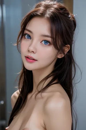 Una giovane donna, con il suo volto innocente e gli occhi ingenui, era in bagno a fotografarsi. Aveva lunghi capelli neri che la cascaded giù la schiena e gli occhi blu spessi che sono stati evidenziati dal complesso della ragazza di 18 anni