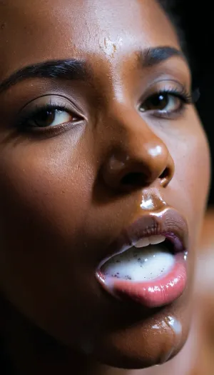 我在互联网上浏览, 照片是一张黑女人的嘴张开,从嘴唇滴到裸体。 看上去很真实