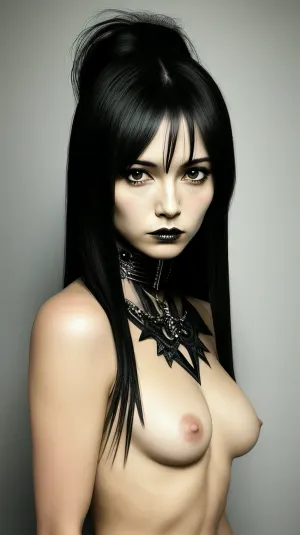 O personagem de fantasia gótico, com macacão livre, exuberante, brilhante brilhante com botas de combate de stiletto medieval preto de salto alto. Na noite mais escura., proporção divina, sorriso não burro. A olhar para ti