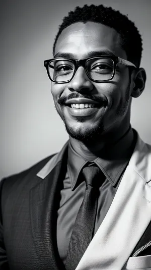 Il nerd tech business era in pieno svolgimento, con l'ultima tecnologia AI utilizzata per generare immagini basate su testo. L'uomo nella foto era vestito professionalmente, con un moustache e bel sorriso. Aveva una foto scattata dalla testa