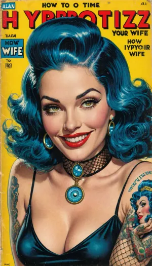 В ретро-футуристическом мире Алана Мура и «Библии Неона» Р. Крамба Сара носит винтажный наряд для обложки комиксов с вдохновленным нуаром костюмом из рыбной сети и задыхается на шее, качая кристалл в ее шее