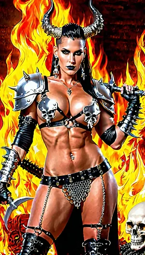 woman, mohawk hair, (((spiked bracers, chain mail on the shoulders, Full-length, infernal high boots with bones, Big hell earrings in her ears, tall, long legs, pierced nipple rings, (fire and naked women in the background), The skull in the hand))), sexy dominatrix nude demon riding vicious dildo, big hell wings, a lot of cum on body, sex dungeon, (((gigant sagging breasts))), (incredible sagging boobs), Breaking Breasts, Large Saggy Breasts, Saggy Breasts, female masturbation, pussy gape, vaginal object insertion, realistic, dildo riding, 8k, professional photograph, high quality, HDR, arms on hips, <lora:SaggyBreasts:.5>, female, bodybuilder, hyper, extremely, <lora:ai_2.0-000002:.5>, perfect, world, gigantic, <lora:perfect_world_gigantic-01:.5>, l4vadr3ss, dress, <lora:Lavadress:.5>, War_Glam, wearing, <lora:war_glamv1.1:.5>, fire, 1girl, 1boy, horns, demon, girl, big black wings, skull, large, breasts, magic, <lora:EdobFireSoul_v1.0:.5>, uberfit, muscular, athletic, <lora:uberfit_lora_sdxl:.5>