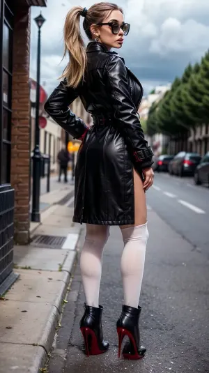 若き大人は、AI BimbolipsV3で撮影された写真の全身のビューでヒッチハイクしました。 モデルは美しい顔、大きいbreasts、造りのニプルおよび長い足を持っていました