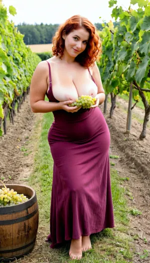 手力强 弯曲弯曲的女子 站在一个古老的葡萄园的中心 她的身体装饰着一条松散的条纹 轻轻地在微风中摇摆 她的大橡树