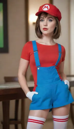 Elle descendit le trottoir dans une robe rouge, se baignant dans l'attention des passants qui ne pouvaient s'empêcher de regarder sa tenue frappante sur le thème de Mario. Ses gants rouges brillants et ses volumineux cheveux coulants lui ont ajouté confiance