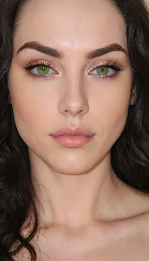 Melissa Lolly, une femme avec une résolution de 8k image d'elle-même, a un motif naturel de lèvres, sa taille du nez est plus grande que le reste de son visage, et elle a de grands seins, corps mince, et haute taille