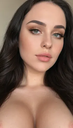 (great masterpiece, high quality, maximal resolution, 8k, strict procession of requested parameters, ultimate closed mouth, topless, nude, waist view, 100% real live Melissa Lolly, large tits, facial proportions of Onlyfans girl Melissa Lolly's aka Chrysolite, Onlyfans girl Melissa Lolly's aka Chrysolite eye line, Onlyfans girl Melissa Lolly's lip line, Onlyfans girl Melissa Lolly's aka Chrysolite nose line, Onlyfans girl Melissa Lolly's aka Chrysolite jaw line, Onlyfans girl Melissa Lolly's aka Chrysolite hair line, Onlyfans girl Melissa Lolly's aka Chrysolite nasofrontal angle, Onlyfans girl Melissa Lolly's aka Chrysolite nasolabial angle, Onlyfans girl Melissa Lolly's aka Chrysolite size of nose and shape of nose, Onlyfans girl Melissa Lolly's aka Chrysolite size of lips and shape of lips, Onlyfans girl Melissa Lolly's aka Chrysolite size of eyes, and shape of eyes, Onlyfans girl Melissa Lolly's aka Chrysolite size of cheeks and shape of cheeks, Onlyfans girl Melissa Lolly's aka Chrysolite size of cheekbones and shape of cheekbones, Onlyfans girl Melissa Lolly's aka Chrysolite size of forehead and shape of forehead, Onlyfans girl Melissa Lolly's aka Chrysolite size root of nose and shape of root of nose, Onlyfans girl Melissa Lolly's aka Chrysolite size of eyebrows and shape of eyebrows, Onlyfans girl Melissa Lolly's aka Chrysolite vertical facial proportions and horizontal facial proportions, Onlyfans girl Melissa Lolly's aka Chrysolite size of tip of nose and shape of tip of nose, Onlyfans girl Melissa Lolly's aka Chrysolite size of eyelids and shape of eyelids, Onlyfans girl Melissa Lolly's aka Chrysolite distance between eye line and lip line, Onlyfans girl Melissa Lolly's aka Chrysolite distance between lip line and jaw line, Onlyfans girl Melissa Lolly's aka Chrysolite distance between jaw line and nose line, face of Onlyfans girl Melissa Lolly's aka Chrysolite, Onlyfans girl Melissa Lolly's aka Chrysolite eye depth, Onlyfans girl Melissa Lolly's aka Chrysolite distance between eye, Onlyfans girl Melissa Lolly's aka Chrysolite size of mandibular angles and shape of mandibular angles, Onlyfans girl Melissa Lolly's aka Chrysolite size of brow arches and shape of brow arches, detailed skin on the nose, epic realistic under-eye skin, shading more darkness, absolute detailing natural pattern of lips, her perfect breasts is visible, absolute detailed realistic lighting, shows her tits, slim body, (long black hair:1.3), wavy curls, Onlyfans girl Melissa Lolly's aka Chrysolite toned body, Onlyfans girl Melissa Lolly's aka Chrysolite size of chin and shape of chin, eyes on the same line, Onlyfans girl Melissa Lolly's aka Chrysolite make up, Onlyfans girl Melissa Lolly's aka Chrysolite shape of the head and face, Onlyfans girl Melissa Lolly's aka Chrysolite all facial features matching)