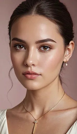 Une jeune femme avec un portrait lisse et ultra réaliste et une ligne de vie intéressante