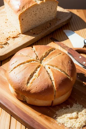 我在厨房为家人准备美味的晚餐 当我切蔬菜和搅拌酱汁时,我注意到剪板上有些奇怪的东西. 木板上的面包周围有面粉 它看起来如此完美