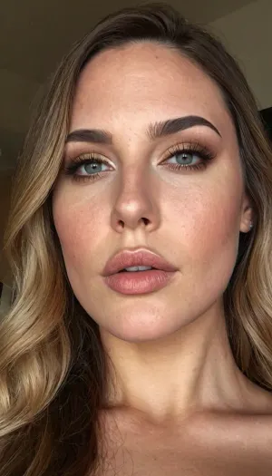 great masterpice, high quality, maximal resolution, 8k, absolutely unchanged execution of the requested parameters, (ultimate closed mouth:1.5), (topless:1.3), (waist view:.7), (large tits), (epic detailed to Tru Kait's eye line), (epic detailed to Tru Kait's lip line), (epic detailed to pornstar Tru Kait's nose line), (epic detailed to Tru Kait's jaw line), (epic detailed to Tru Kait's hair line), (epic detailed to Tru Kait's nasofrontal angle), (epic detailed to Tru Kait's nasolabial angle), (epic detailed to Tru Kait's nose size and nose shape), (epic detailed to Tru Kait's lips size and lips shape), (epic detailed to Tru Kait's eyes size and eyes shape), (epic detailed to Tru Kait's cheeks size and cheeks shape), (epic detailed to Tru Kait's cheekbones size and cheekbones shape), (epic detailed to Tru Kait's forehead size and forehead shape), (epic detailed to Tru Kait's roote of nose size and roote of nose shape), (epic detailed to Tru Kait's eyebrows size and eyebrows shape), (absolutely unchanged execution to Tru Kait's vertical facial proportions and horizontal facial proportions), (epic detailed to Tru Kait's tip of nose size and tip of nose shape), (epic detailed to Tru Kait's eyelids size and eyelids shape), (epic detailed to Tru Kait's distance between eye line and lip line), (epic detailed to Tru Kait's distance between lip line and jaw line), (epic detailed to Tru Kait's distance between jaw line and nose line), (absolutely unchanged execution face of Tru Kait), (epic detailed to pornstar Tru Kait's distance between eyes), (epic detailed to Tru Kait's size mandibular angles and shape mandibular angles), (epic detailed to Tru Kait's size brow arches and shape brow arches), (epic realistic skin on the nose), (epic realistic under-eye skin), (upper lip is straight contour shape:1.1), (the middle part of the upper lip is perfectly flat:1.4), (epic photorealistic light and shadow:1.5), (shading more darkness:1.5), (sharp of shading:1.1), (absolute detailing natural pattern on lips), (sharp of light:.1), (sharp of color:.5), her perfect natural breasts is visible, her lips after long and fast blowjob, absolute detailed realistic lighting, shows her tits