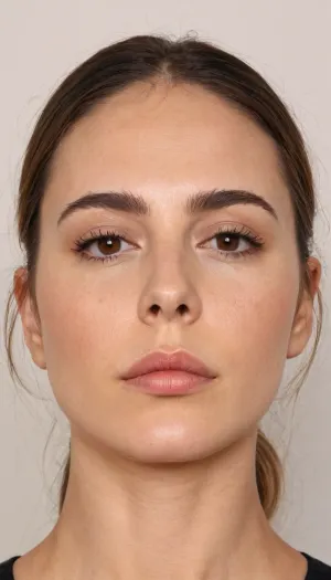 Le texte demandé est une description détaillée de la symétrie faciale et des proportions d'une image générée par l'IA, en particulier une image 8k haute résolution avec une résolution maximale et un bruit minimal. Le texte contient également des descriptions détaillées des traits du visage, y compris leur taille,