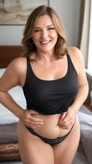 사진의 오래된 갈색 머리 여성은 전체 범위 높은 품질 8k uhd Fujifilm XT3 카메라와 전문 초상화를 착용했다. 그녀는 기대, 그녀의 전체 얼굴과 미소를 보여, 고품질 60 세 갈색 머리와