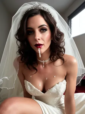 high quality, detailed skin texture, (highly detailed hair), sharp body, highly detailed body, (realistic), soft focus, insanely detailed, highest quality, best quality, curly, messy hair, dense hair, voluminous hair, lush hair, wealth of hair, fitness woman, disheveled Hair, skinny milf, 40 years old, (looking at viewer:1.5), (eye contact:1.5), open mouth, shortstndrs, white satin dress, (wedding dress:1.5), (bride:1.5), bridal dress, white chocker, white satin hairband, white satin long gloves, the bride's veil hangs down towards the viewer, veil, (below:1.5), cum swap, (cum in mouth:1.5), sperm dripping from mouth, cum spit to viewer, spitting, facial, hair hanging down, hair hanging front, tits hanging down, natural tits, open eyes, femdom, cuck, cuckold, wife, sexwife, cumkiss, ((face in frame)), closeup, cum, cloth, view from below, (below:1.4), girl on top, cleavage, downbluse, small tits, smirk, grin, (smile:1.3), happy, wicked, (open mouth:1.3), sitting on viewer, ruined makeup, (legs spread wide:1.3), mouth full of sperm, (mouth full of cum:1.5), (no panties), cuminmouth, facializ3d, facials, bukkake, gaping, mouth, gapemouth, (clothed:1.3), full clothed, pov, pov kissing, nightclub, naked pussy, (dress:1.5), sexy makeup, (dark lipstick:1.2), dark eyeshadow, Fixhand, photo, of, perfecteyes, eyes, smudged lipstick, smeared listick, (smudged:1.5), full body view, <lora:shortstndrs:.5>, <lora:PovFromBelowV1:.9>, <lora:cum_on_cloth:.5>, <lora:weight_slider_v2:-1>, <lora:cuminmouth:.7>, <lora:superfacialized-v1.3:.5>, <lora:gapemouth_v1:.4>, <lora:age_slider_v20:1.5>, <lora:lora_perfecteyes_v1_from_v1_160:.5>, <lora:203742_training_data:.5>, hands reaching forward