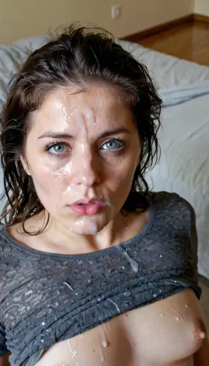 Das Gesicht der Frau war mit Sperma bedeckt, ihre Augen geschwollen verschlossen, und ihre Haare ein verwirrtes Chaos. Ihr Körper war mit Brühen und Schnitten bedeckt, und sie wurde von einem Mann mit einer grauen Plastiktüte über seinem Kopf vergewaltigt