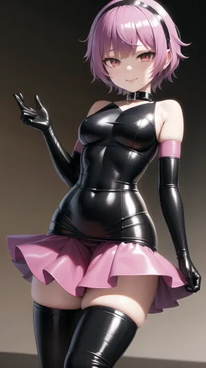 Satori Komeji, la autoproclamada "AI Queen", era una verdadera visión de la belleza. Su cabello de largo flujo fue teñido en un tono de rosa que coincidió con su apretado traje de látex perfectamente. Llevaba un collar frito