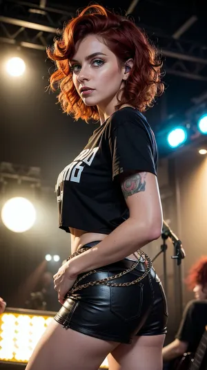 照片中的女人穿着一件令人惊叹的衣服,完美地展现了她的曲线,她的脸色明亮而美丽. 她的皮肤没有瑕疵 她的头发看起来很完美 画面中的光线在她身体周围产生柔软的光芒,