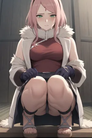 A última, uma mulher da aldeia de Konohagakure, usava um vestido qipao sem mangas com uma guarnição preta e verde. Ela usava luvas que cobriam os antebraços e se uniram aos antebraços. Seu cabelo era longo e