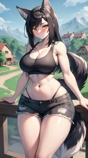 Der weibliche furry anthro wolf mit großen Hüften und mittleren Brüsten ging hinunter die Landstraße bewundernd die schöne Landschaft, als sie bemerkte, dass ein Lkw auf der Seite der Straße parkte, mit seinem Schwanz klebend aus dahinter. Ohne Zögern sau