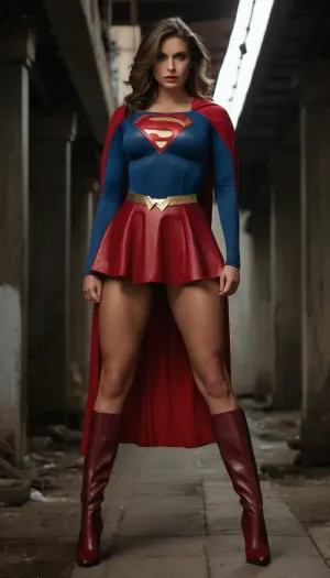 Супергёрл, супергерой в сексуальном зашнурованном бюстье и полноте фото и видео доступны для покупки