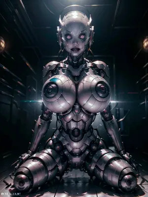 blonde robot damaged in a battle, lying on the floor in the nightclub bathroom, (sparks from robotic parts visible through burnt skin in the abdomen:1.3), (huge tits:1.3), led eyes, 8k, uhd, masterpiece, insanely detailed, ultra realistic, realistic, highly detailed, sharp focus, dark room, robot, humanoid robot, robot joints, joints, helmet, armor, fakebreasts, Dread, horror, nightmare, <lora:cyborgbot:1>, <lora:FakebreastsV4Del-000003:.7>, <lora:DREADv5:.7>