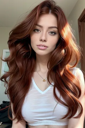 red head, long wave hair, hannahowo, <lora:HannaHowo-Shurik_RealPersonTraining_4LV2:.5>
