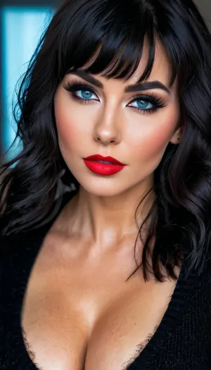 Le sourire séduisant sur le visage de la belle Californienne était indéniable. Elle avait un ensemble complet de cheveux noir-jet avec des franges qui ont encadré ses yeux parfaits. Ses lèvres étaient pleines et rouges, et son nez était petit