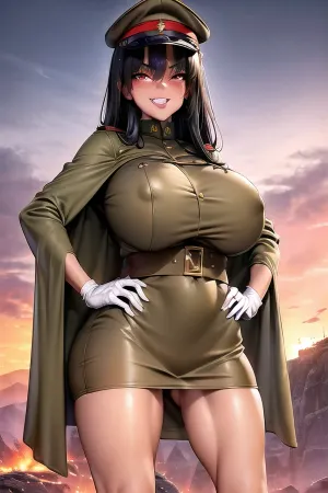 La imagen porno generada de la IJA Taisho con la más alta calidad, una obra maestra que es increíblemente detallada y absurdamente res. Es una foto de él en su mejor uniforme, luciendo muy hinchado y arrogante con su mano en