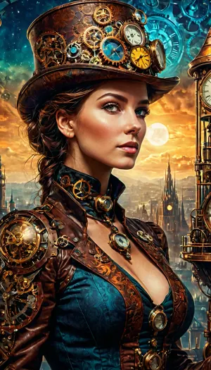 (steampunk woman:1.4), silhouette of a beautiful woman, amazing depth, double exposure, belighted steampunk skyline, by night, surreal, pattern, geometric patterns, intricately detailed, perfectly balanced, deep fine edges, artistic photorealism, photorealism, vivid colors, 8K, UHD, many details, extreme detailed, full of details, DonMSt34mPXL, mad-mecharm, <lora:SDXLFaeTastic2400:.5>, <lora:DonMSt34mPXL-000006:1>, <lora:Gearbound_Mechanical_Arm_SDXL:1>