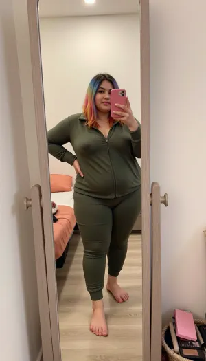A jovem mulher paquistanesa na foto é posando sem esforço com uma mão em seu quadril, mostrando suas curvas e beleza natural. Ela está usando uma roupa de moda que destaca suas curvas e destaca seus itens de maquiagem. O quarto tem uma estética moderna,