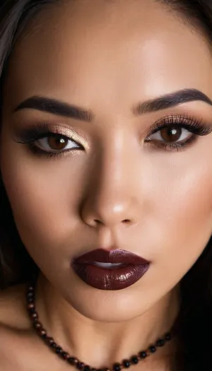 तस्वीर में सेक्सी एशियाई लड़की एक सेक्सी पोशाक पहने हुए है जिसमें एक ठीक नीचे पहनने के कपड़ा, सुई एड़ी और बीडीएसएम शामिल हैं। उसके पास अपनी कलाई और टखने पर एक झोंका है जो उसके पीछे की दीवार से जुड़ा हुआ है। उनका मेकअप