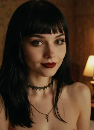 長い黒い髪、ダークリップスティック、ヌードメイク、羽毛のアイライナー、および淡い肌の23歳のノルヴェージアンゴスガールは、「Hey セクシー、いくつかの楽しみを持っているか?」を読んで未知の数からテキストを受け取った。 笑顔で