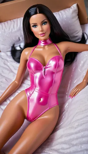 अति यथार्थवादी जीवन की तरह महिला barbie गुड़िया सेक्सडॉल प्लास्टिक और पीवीसी से बना है, बहुत प्यारा सुविधाओं के साथ लंबा, अल्ट्रा ब्लैक स्ट्रेट हेयर कैस्केड ने अपने कंधों को पीछे छोड़ दिया, एक चंचल मुस्कान, अत्यधिक तंग तेल त्वचा के साथ चमकती नीली आंखें