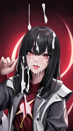 cum, facial, mouth, full, of, amateur, flash, photo, dark, background, on, face, body, clothes, <lora:cum_b1:.5>