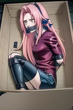 Sakura Haruno war gebunden und gagged in einer Box, ihre Arme hinter ihrem Rücken, völlig nackt und verletzlich. Ihr voller Körper lag auf dem kalten harten Boden des Raumes, wehrend und senden shivers down my spine, wie ich mir vorgestellt, was