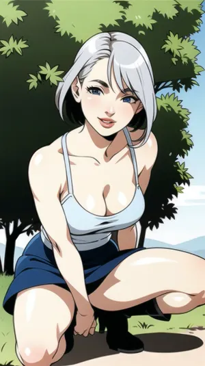 Mature caucasian woman, blonde, realistic proportions, 42 Years old, outdoor, nature, very Skinny body, automn background, slender body, tall, very small boobs, tiny tits, high detailed, high quality, high resolution, low contrast, Full body view, Short hair, white hair, grey hair, make up, dark Red lips, happy face, smiling, Boots, sundress, up skirt, up skirt wiew, no panties, soft colors, pastel colors, pubic hair, big clitoris, big pussy lips, squatting, spreaded legs, yakiyama, line, <lora:yakiyama_line_offset:.5>, windy, strong, winds, <lora:1651297874134676961:.5>