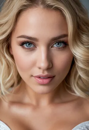 In Norway, woman is dancing like a ballerina, wearing a white satin laced corset, wearing white stockings, plateau high heels, well-built body, 20 years old, fair skin, snub nose, (large boobs), (friendly eyes), (round face), (view to viewer), Cute face, (blonde curly long hair), evil view, (evil smile), perfect makeup, eyeliner, skin texture, skin freckles, (skin pores), symmetrical eyes, smooth lips, narrow eyes, wet glossy pussy, glamorous, wide jaw, BREAK, Photography, straight on, extreme close-up, Ultra quality, high detailed, sharp face, focus on face, high contrast, vibrant colors, Natural light, uhd 8k, high detailed skin, high detailed mouth, high detailed eyes, glossy eyes, high detailed iris, high detailed fingers, high detailed fingernails, manicure, high detailed vagina, high detailed teeth, high detailed lips, high detailed feet, dslr, masterpiece, (4ng3l face), <lora:NSFW_Reality_Engine_XL05:.6>, <lora:SDXL_FILM_PHOTOGRAPHY_STYLE_V1:.5>, <lora:SDXL_BetterFaces-LoRA_v1:.6>