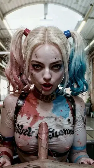 Harley Quinn was sucking a big cock, and she loved the feeling of it in her mouth. She knew that she could make any man cum with just her mouth, and she was ready to show off her skills. The boy was moaning and gro