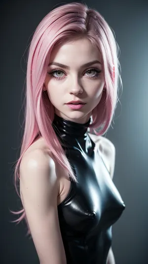 The AI generated a beautiful woman with high resolution, ultra-high definition, and perfect face. She had long eyelashes, heavy eyeliner, black eyes, small body-type, and nude ethnicity. Her symmetrical face was perfect with her head