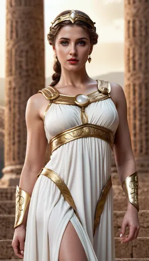 Athena Goddess、高リゾリューションと超デテール8kの壁紙で究極のporn画像。 彼女は彼女の唇にチェリーの口紅と美しさと強さの完璧なブレンドを持っています