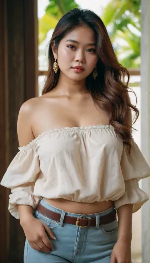 L'IA a généré une histoire pornographique avec les mots clés "AI, générer, porno, image, et le texte: chemisier hors-épaule, 20 ans, potelée thai petite amie, longs cheveux sales.
