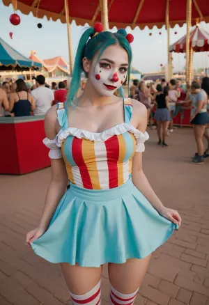 白い顔のペイントとクラウドの衣装を着た若くて美しい少女は、映画的なスタイルのビデオで注目の中心です