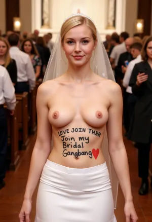 Das Herz der Braut rasiert mit Aufregung, wie sie dem Altar nähert, ihr Herz mit Vorfreude. Sie kann nicht glauben, dass das wirklich passiert - sie ist dabei, ein Pornostar zu werden! Als die Musik schwillt und die Menge jubelt, nimmt sie