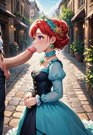 数字插图展现了两个穿着维多利亚式礼服的完全相同的女性角色,与一个典型的灯笼灯光街道相对立,街道上布满了鹅卵石和复杂的金饰. 左侧人物穿高剪黑色