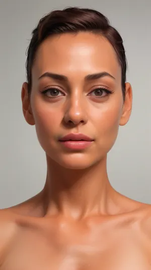 A stunning photorealistic portrait of a 50-year-old woman with intricate lighting and high definition skin is presented
