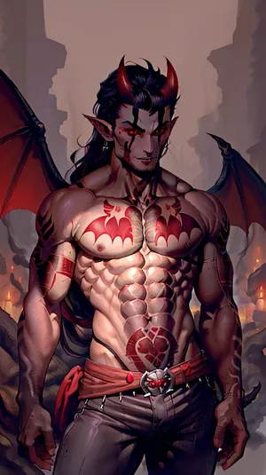 The devil drew a seductive succubus on the wall, with long red skintight bodysuit and wings. He was a master of seduction and knew how to use his powers to lure unsuspecting victims into his lair