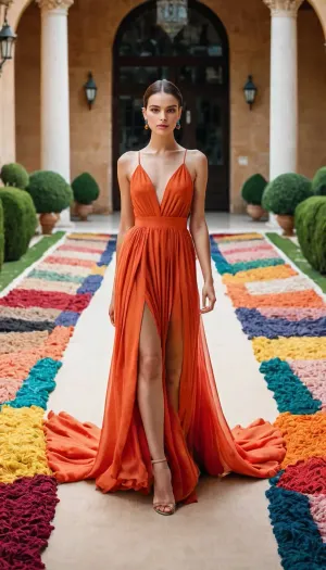 El concepto colorido y lindo de Coutura Con Craola se lleva a la vida en el escenario con un crayon chiffon inspirado en su trabajo. El público oohs y aahs mientras toman la belleza de este momento perfecto para la imagen