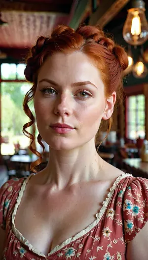 El dueño de la taberna, una mujer de treinta años con una cara redonda y una piel pálida, estaba sentado en el bar. Tenía dos hilos rizados en los lados de su cabeza y llevaba un simple tono de algodón. Su cabello estaba aturdido